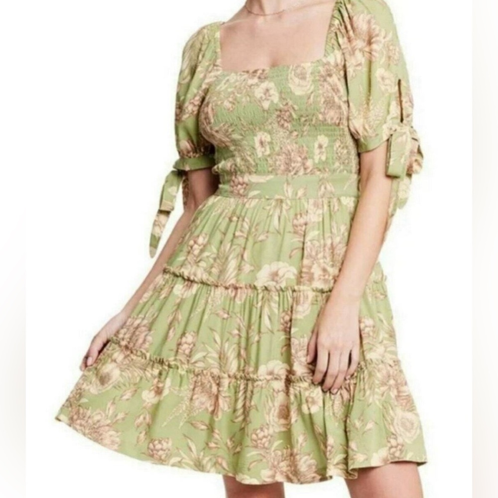 Aguabendita  green floral smocked dress Size M